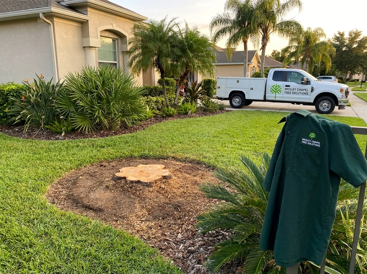 Large dead oak removed from a front yard in Meadow Pointe